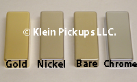 Klein Pickups Firebird pickup cover options, gold, chrome, nickel, & bare
